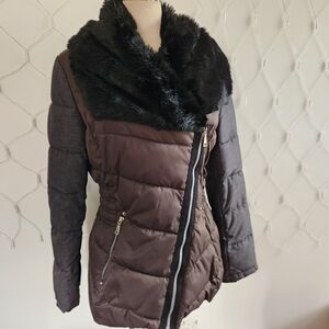 Laundry By Design Women's Puffer Jacket • Size Large • Faux Fur Collar